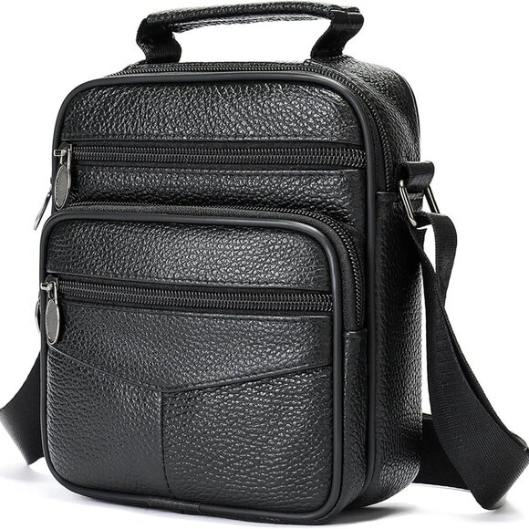 Unisex Small Leather Shoulder Bag - Elegant Design for Daily Essentials - Picture 1 of 6